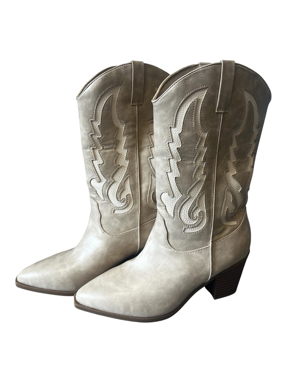 Altar'd State Kylan Cream Embroidered Western Cowboy Boots Size 7M